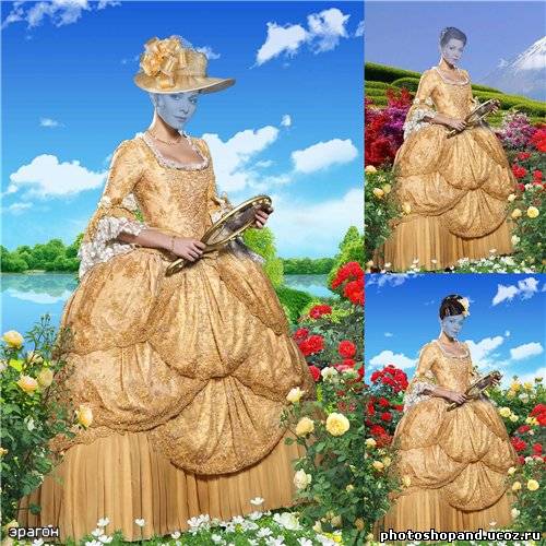 Женский костюм для фотомонтажа – Среди цветов