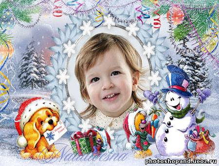 Рамка детская для Photoshop – Поздравляем снеговика