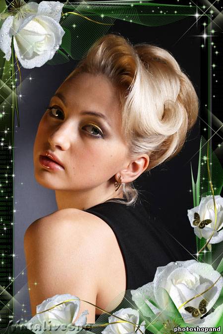 Рамка для Photoshop – Белые розы